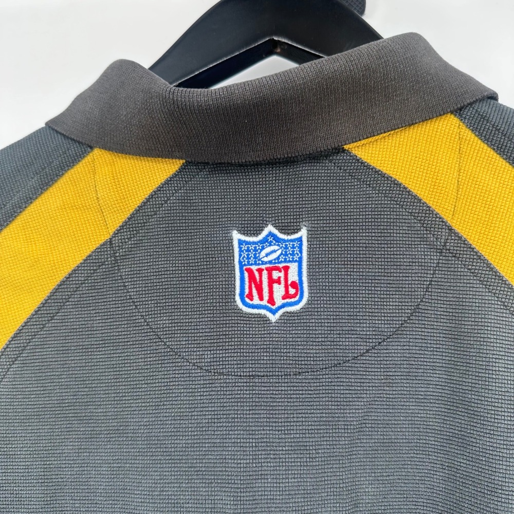 Pittsburgh Steelers Reebok Polo Shirt Mens XL Black Gold NFL PlayDry R112A - Picture 9 of 11